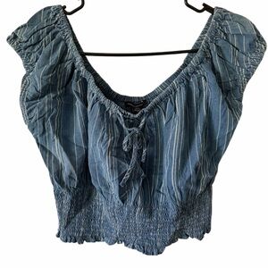 American Eagle Outfitters Denim Blue Blouse